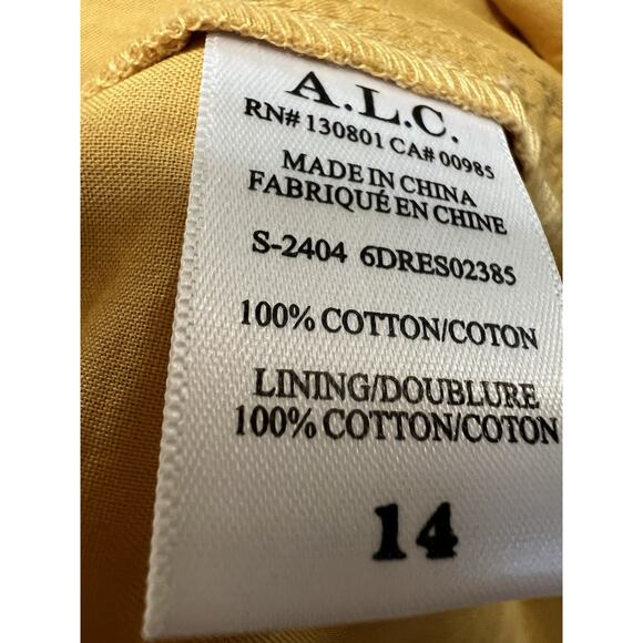 NWT A.L.C Blair eyelet Halter Mustard Yellow Maxi Coquette statement dress Sz-14 - Picture 7 of 15